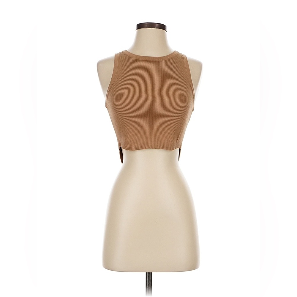 Zara Tan Ribbed Crop Top